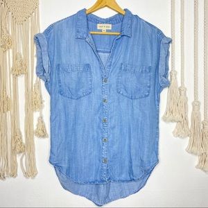 cloth & stone Light Blue Short-Sleeve Button-Down Denim Shirt